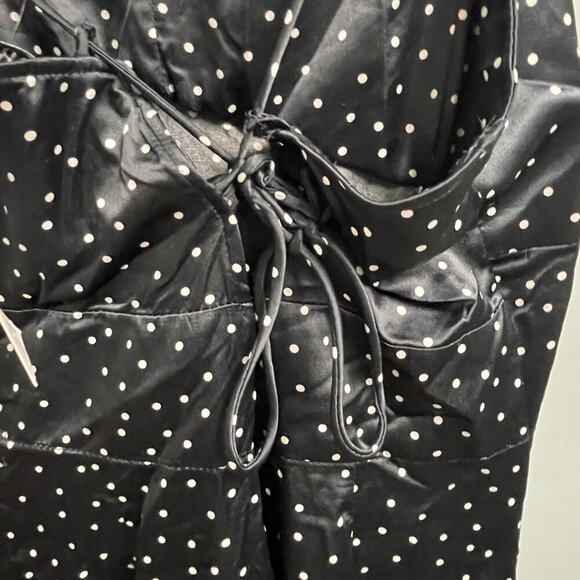 Zara Black Polka Dot Satin Midi Slip Dress Size Medium NEW Strappy Glam - Picture 5 of 8